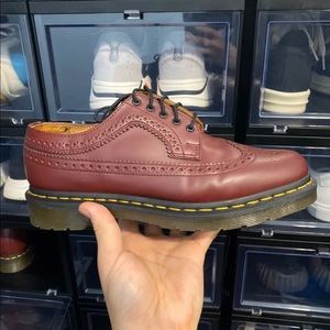 Men Dr Marten Low Boot Shoes Cherry Red